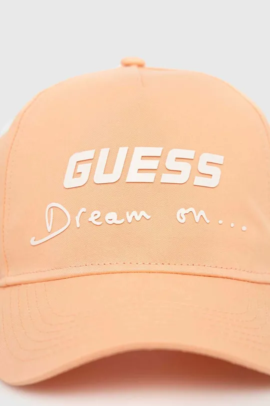 Βαμβακερό καπέλο του μπέιζμπολ Guess πορτοκαλί