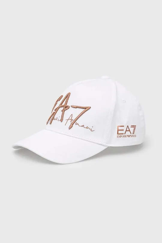 λευκό Βαμβακερό καπέλο του μπέιζμπολ EA7 Emporio Armani Γυναικεία