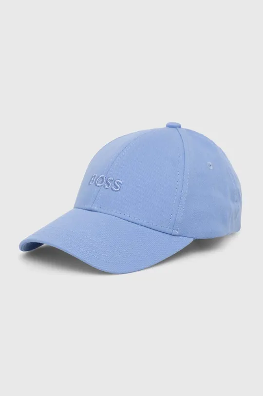 niebieski BOSS czapka z daszkiem bawełniana Damski