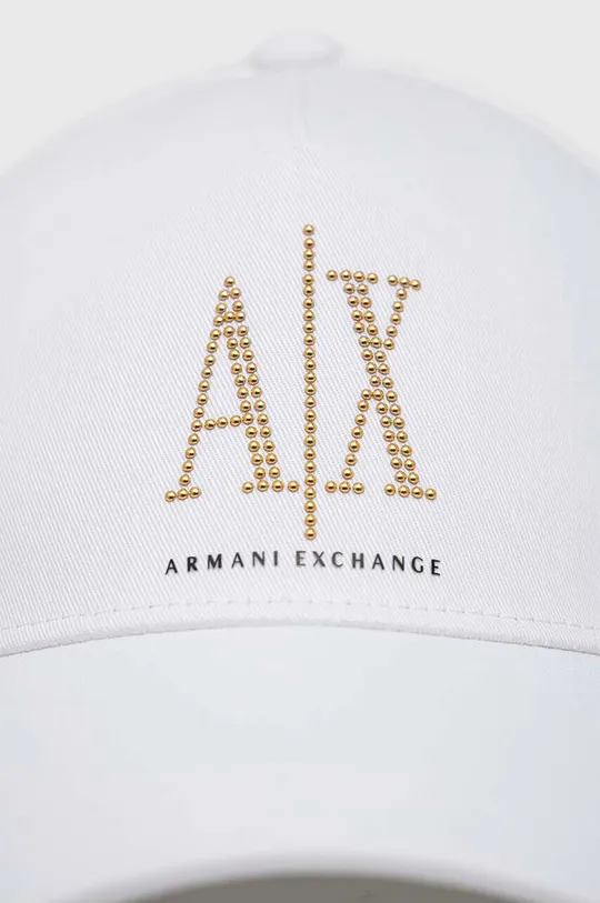Armani Exchange czapka z daszkiem bawełniana biały