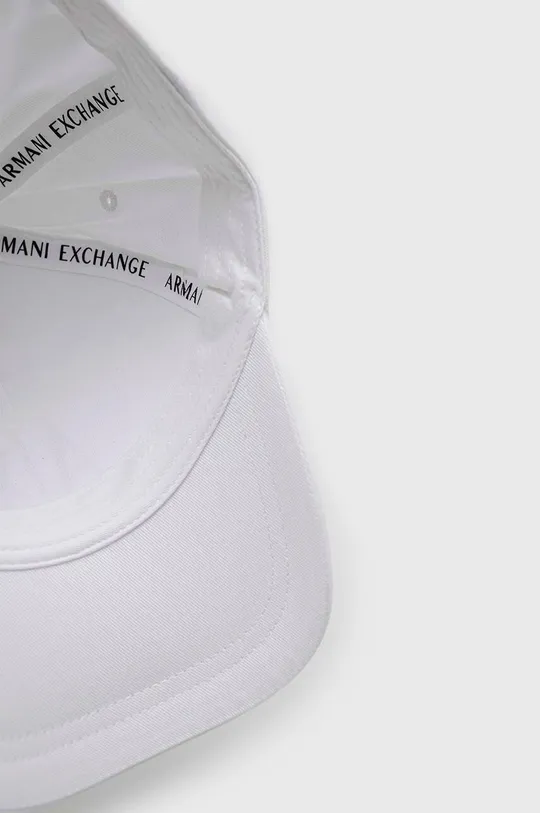biały Armani Exchange czapka z daszkiem bawełniana