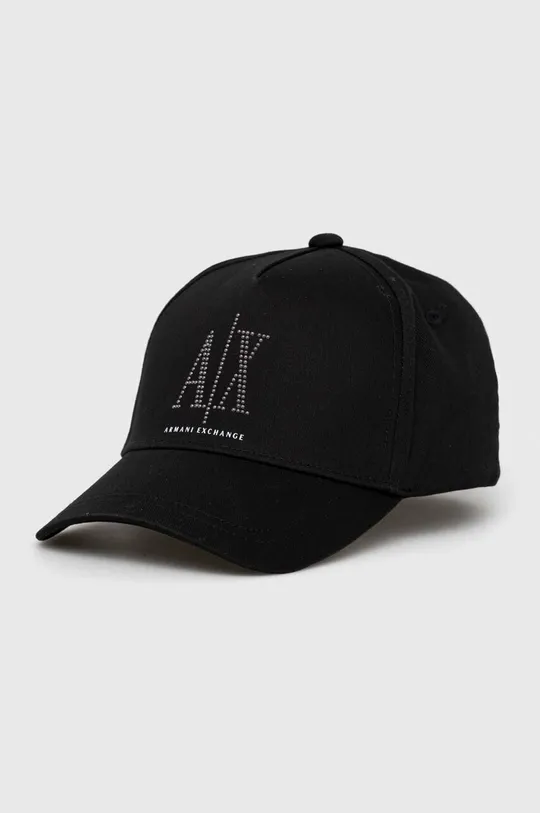 μαύρο Βαμβακερό καπέλο του μπέιζμπολ Armani Exchange Γυναικεία