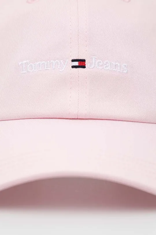 Bavlnená šiltovka Tommy Jeans ružová