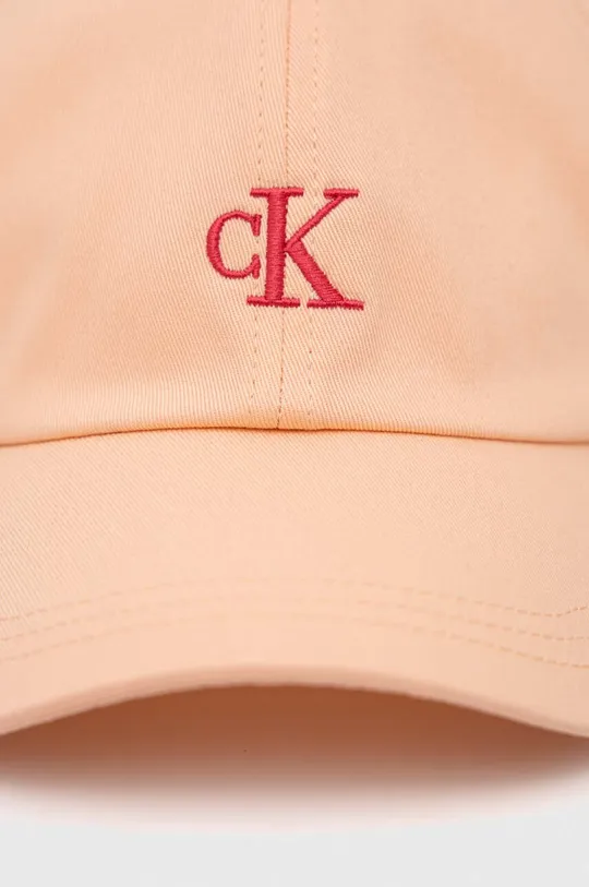 Παιδικό βαμβακερό καπέλο μπέιζμπολ Calvin Klein Jeans πορτοκαλί