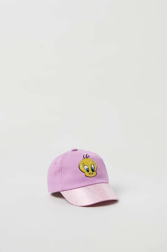 fioletowy OVS czapka z daszkiem bawełniana dziecięca Dziewczęcy