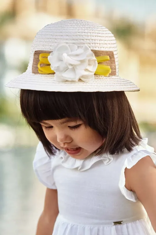 biały Mayoral kapelusz z domieszką lnu Dziewczęcy