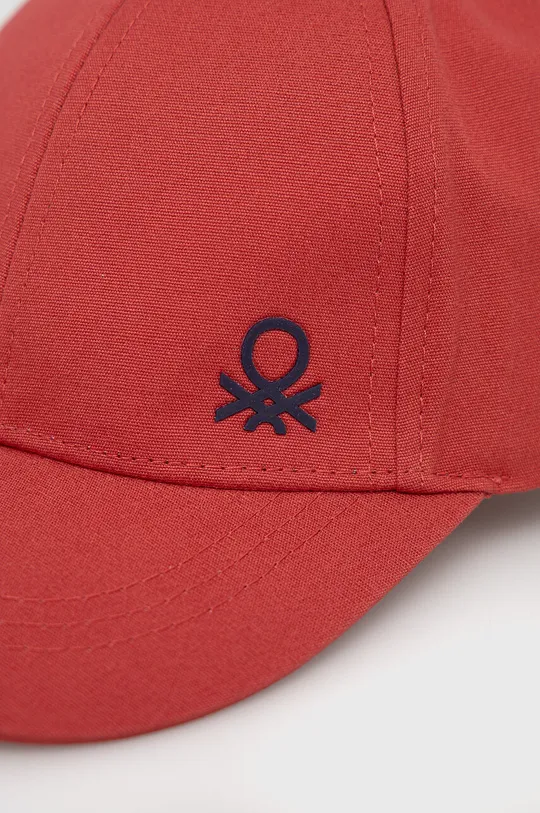 United Colors of Benetton czapka z daszkiem bawełniana dziecięca czerwony