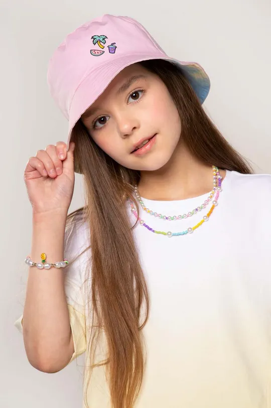 розовый Детская двусторонняя хлопковая шляпа Coccodrillo Для девочек