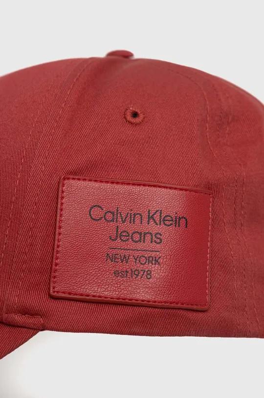 Βαμβακερό καπέλο του μπέιζμπολ Calvin Klein Jeans κόκκινο