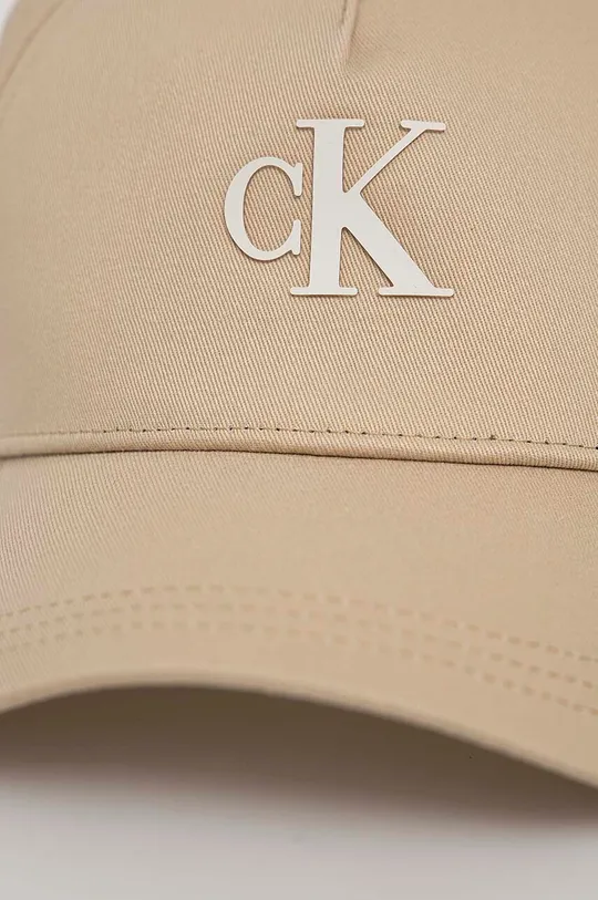 Pamučna kapa sa šiltom Calvin Klein Jeans bež