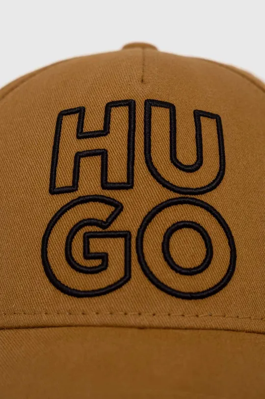 Βαμβακερό καπέλο του μπέιζμπολ HUGO καφέ
