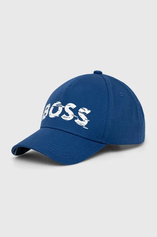 μπλε Βαμβακερό καπέλο του μπέιζμπολ BOSS BOSS GREEN Ανδρικά