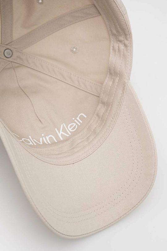 kremowy Calvin Klein czapka z daszkiem bawełniana