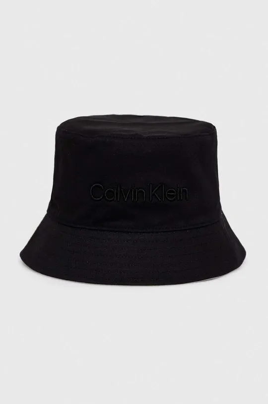 čierna Obojstranný bavlnený klobúk Calvin Klein Pánsky