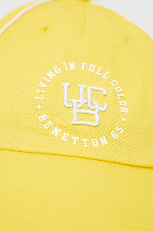 United Colors of Benetton czapka z daszkiem bawełniana żółty