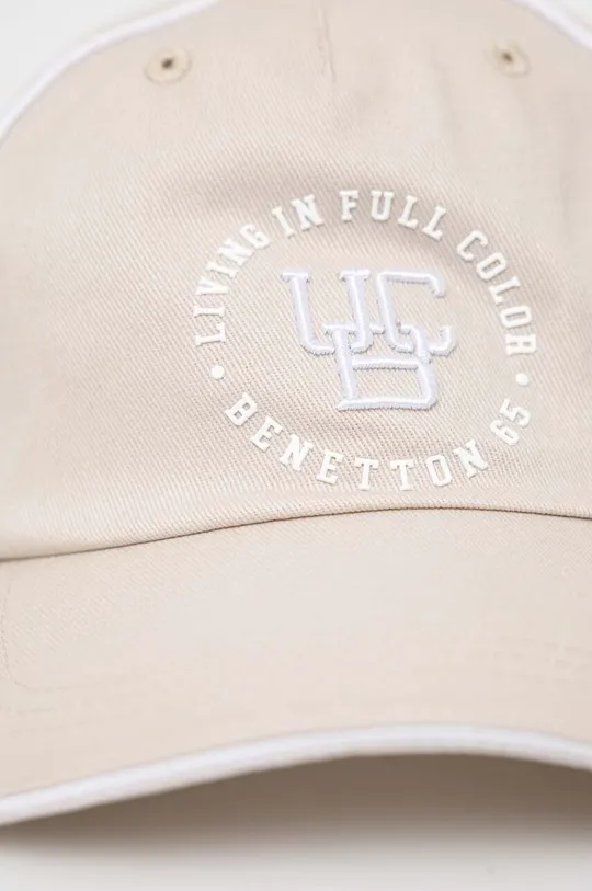 Βαμβακερό καπέλο του μπέιζμπολ United Colors of Benetton μπεζ