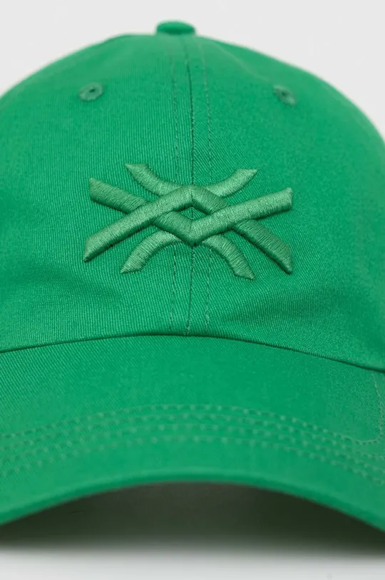 Βαμβακερό καπέλο του μπέιζμπολ United Colors of Benetton πράσινο