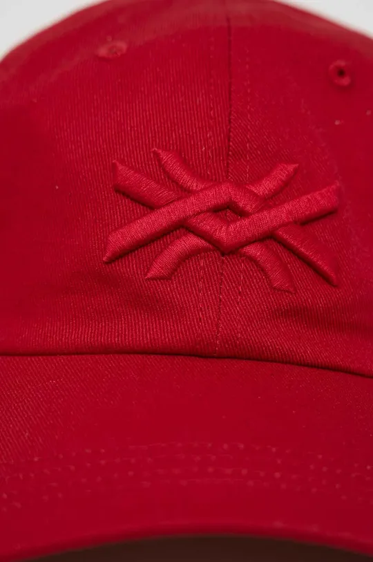 United Colors of Benetton czapka z daszkiem bawełniana czerwony