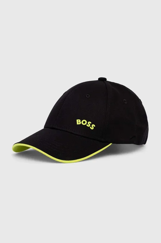 μαύρο Βαμβακερό καπέλο του μπέιζμπολ BOSS BOSS GREEN Ανδρικά