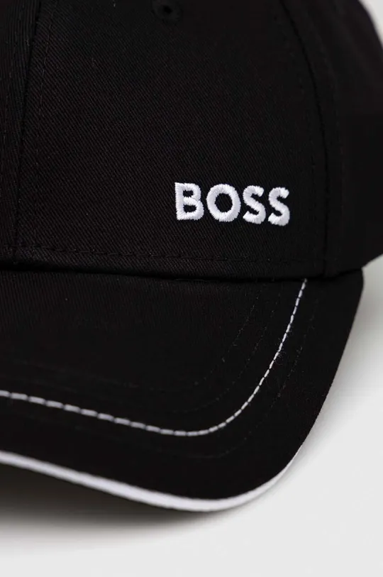 Βαμβακερό καπέλο του μπέιζμπολ BOSS BOSS GREEN μαύρο