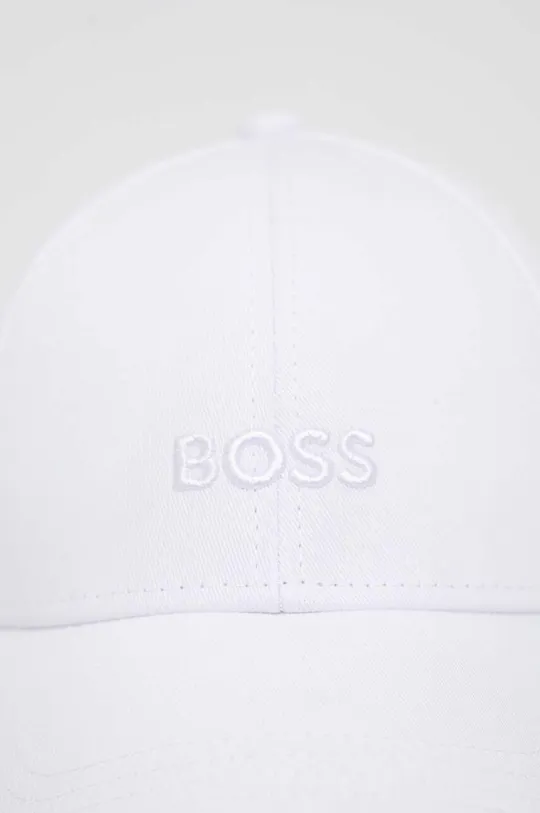 Βαμβακερό καπέλο του μπέιζμπολ BOSS λευκό