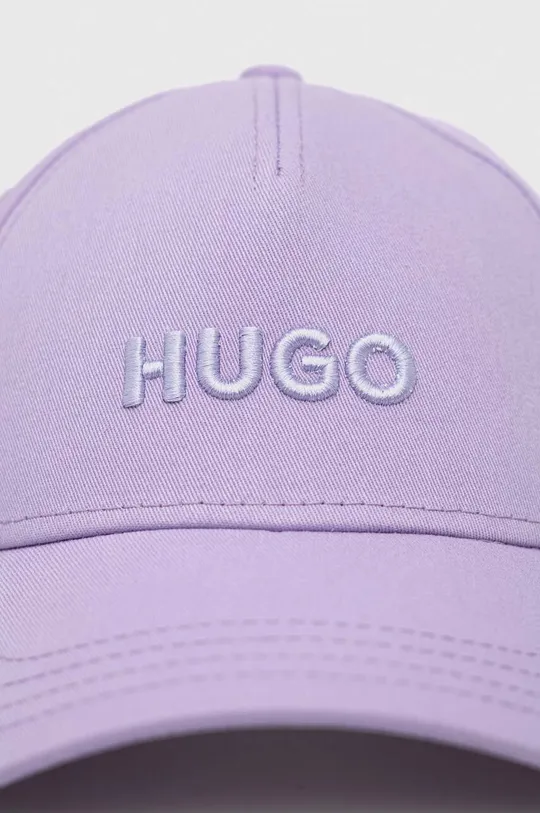Βαμβακερό καπέλο του μπέιζμπολ HUGO μωβ