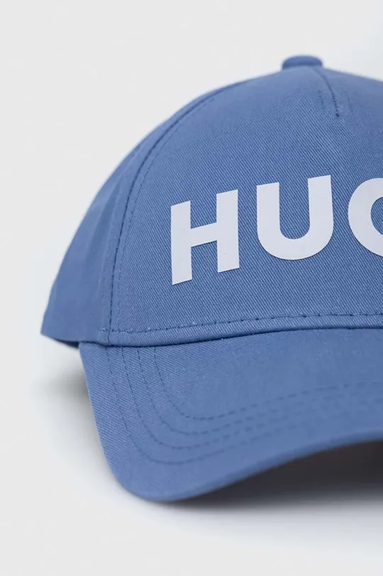 HUGO czapka z daszkiem bawełniana niebieski