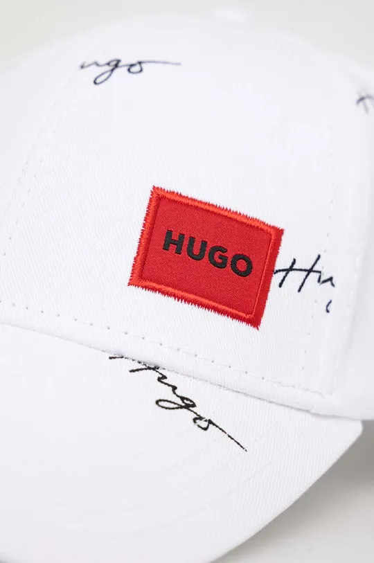 Βαμβακερό καπέλο του μπέιζμπολ HUGO λευκό