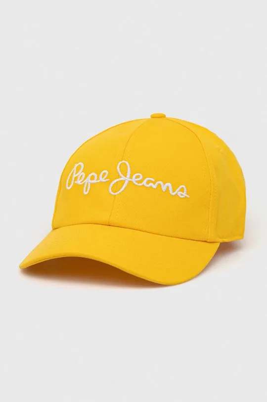 κίτρινο Βαμβακερό καπέλο του μπέιζμπολ Pepe Jeans Wally Ανδρικά