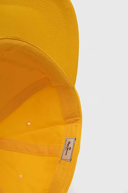 żółty Pepe Jeans czapka z daszkiem bawełniana Wally