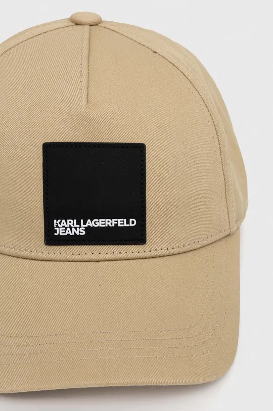 Karl Lagerfeld Jeans czapka z daszkiem bawełniana beżowy