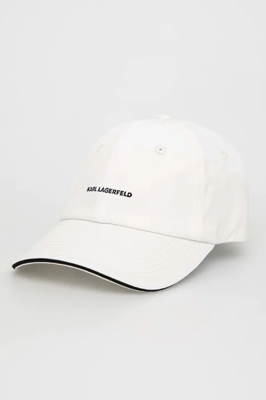 biały Karl Lagerfeld czapka z daszkiem bawełniana Unisex