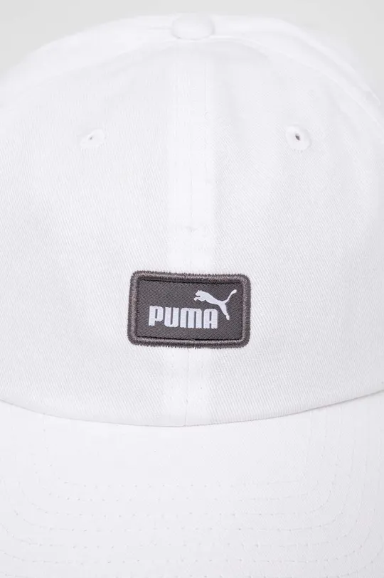Βαμβακερό καπέλο του μπέιζμπολ Puma λευκό