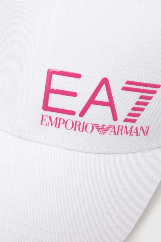 Βαμβακερό καπέλο του μπέιζμπολ EA7 Emporio Armani λευκό