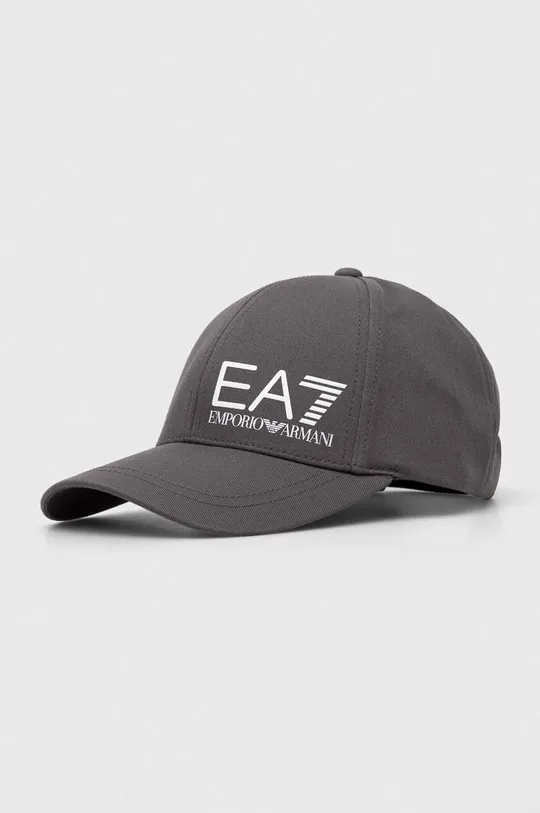 szary EA7 Emporio Armani czapka z daszkiem bawełniana Unisex