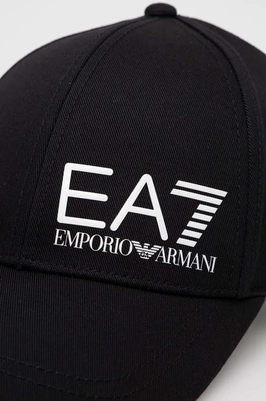 Βαμβακερό καπέλο του μπέιζμπολ EA7 Emporio Armani μαύρο