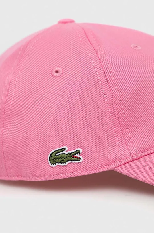 Βαμβακερό καπέλο του μπέιζμπολ Lacoste ροζ