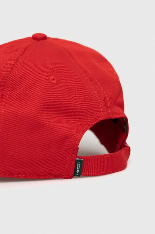 Βαμβακερό καπέλο του μπέιζμπολ Lacoste κόκκινο