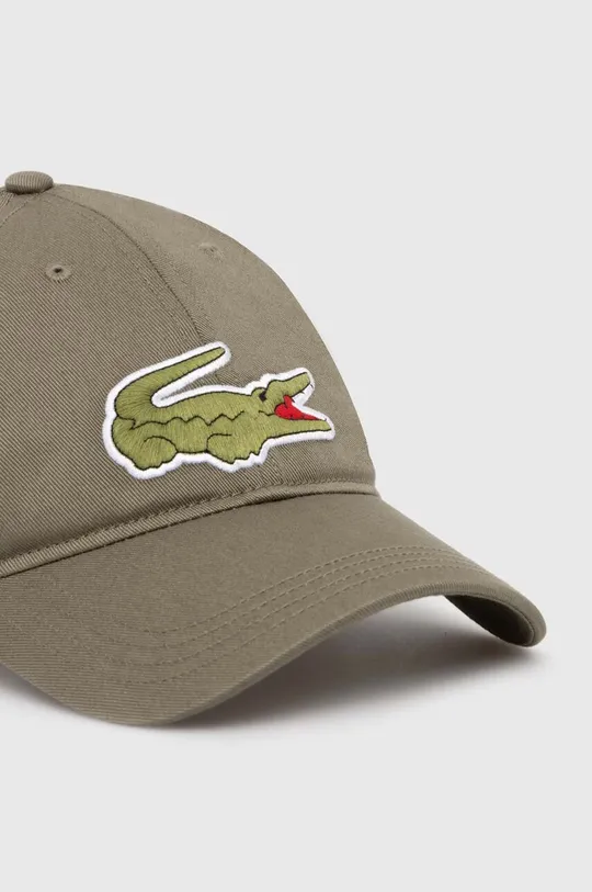 Βαμβακερό καπέλο του μπέιζμπολ Lacoste πράσινο