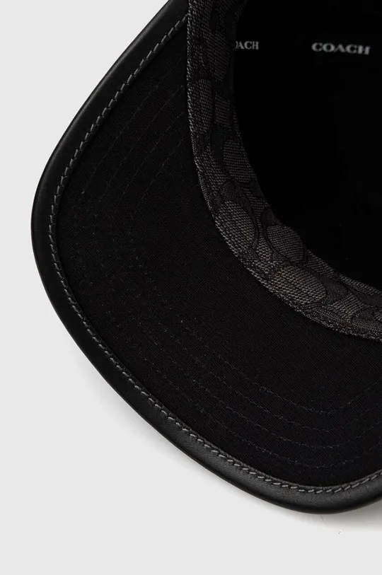 μαύρο Βαμβακερό καπέλο του μπέιζμπολ Coach