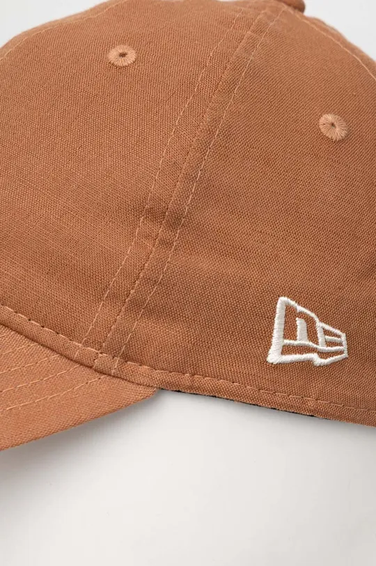New Era czapka z daszkiem lniana brązowy