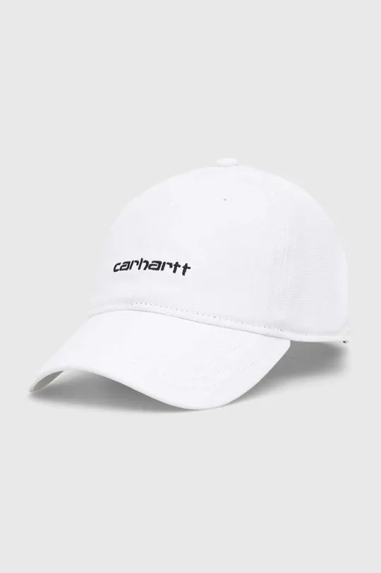 alb Carhartt WIP șapcă de baseball din bumbac Canvas Script Unisex