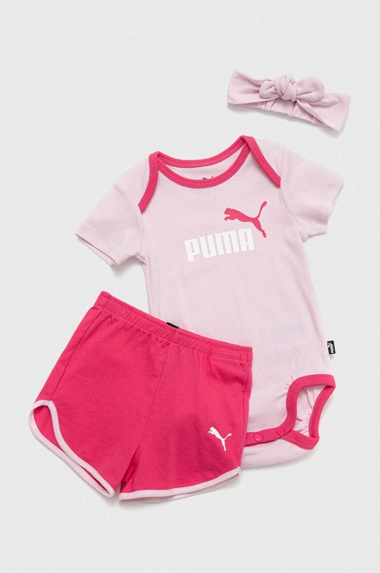 roza Otroški bombažni komplet Puma Minicats Bow Newborn Set Dekliški