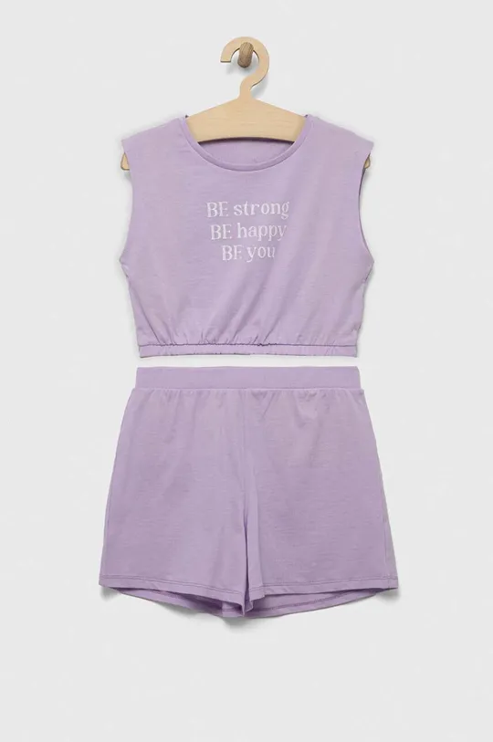 фіолетовий Дитячий бавовняний комплект United Colors of Benetton Для дівчаток