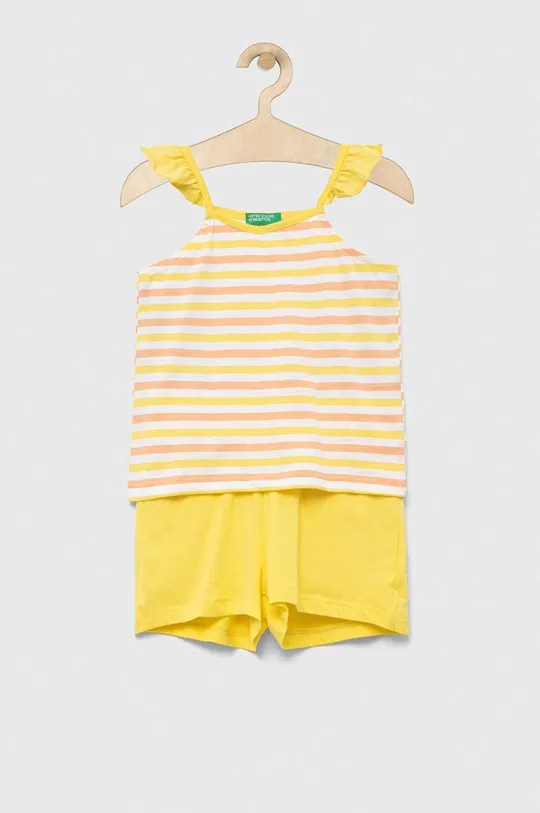 žltá Detská bavlnená súprava United Colors of Benetton Dievčenský