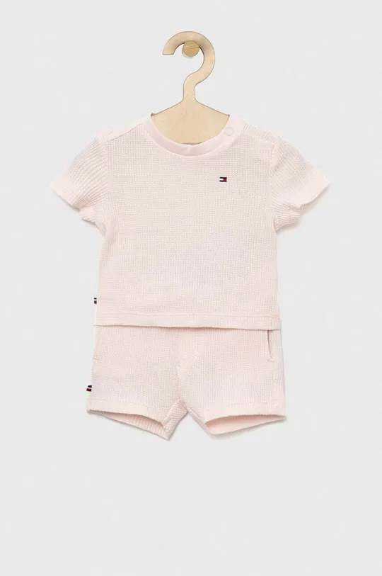 różowy Tommy Hilfiger komplet bawełniany niemowlęcy Dziewczęcy
