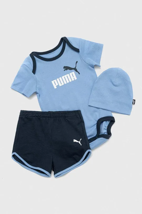 μπλε Βρεφικό βαμβακερό σετ Puma Minicats Beanie Newborn Set Παιδικά
