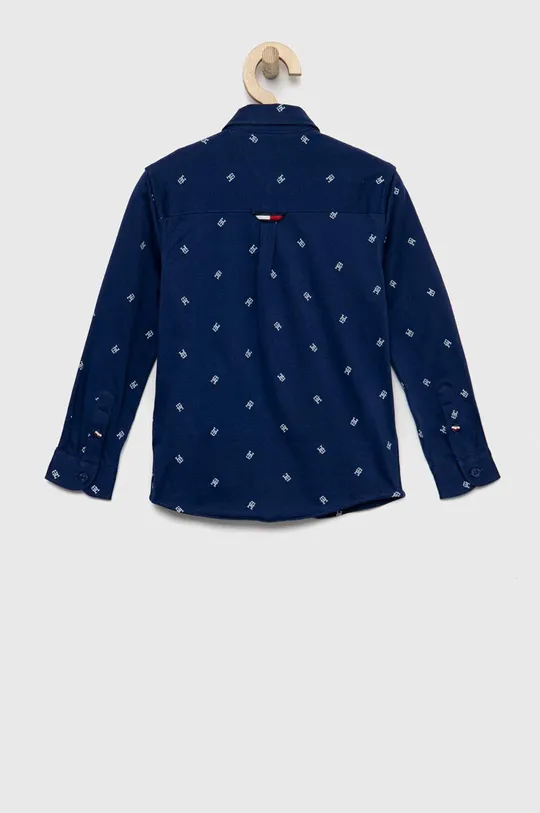 Παιδικό βαμβακερό πουκάμισο Tommy Hilfiger σκούρο μπλε