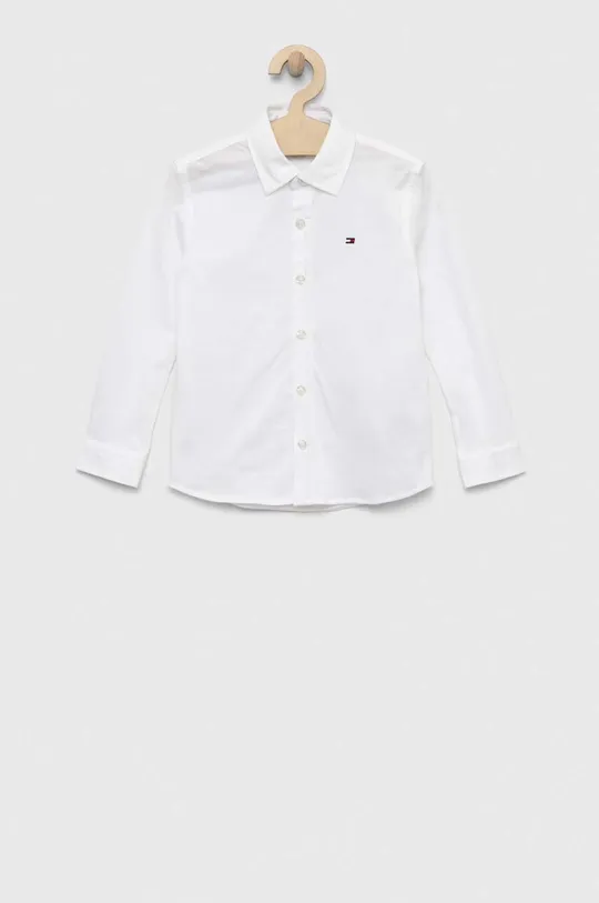 белый Детская хлопковая рубашка Tommy Hilfiger Для мальчиков