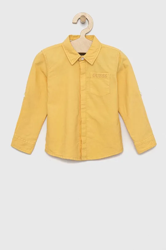 жёлтый Детская хлопковая рубашка Guess Для мальчиков